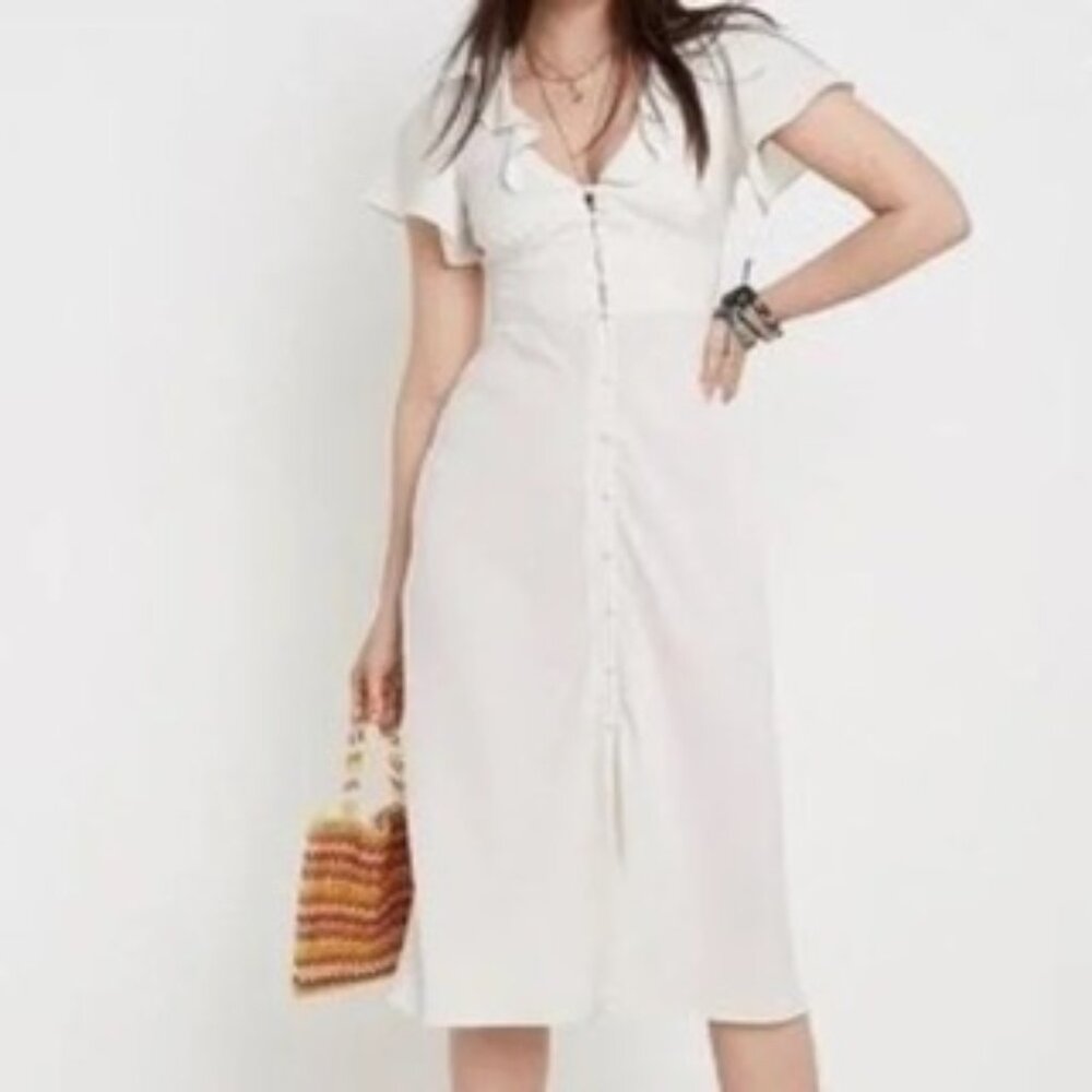 UO Urban Outfitters Light Striped Midi Dress with Buttons NWT